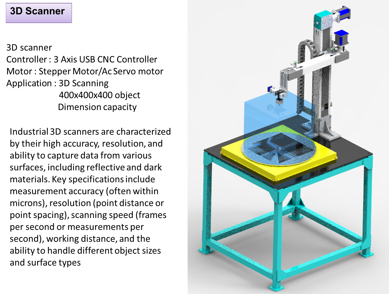 3D Scanner developed by Nova-Tech Design & Automation in pune