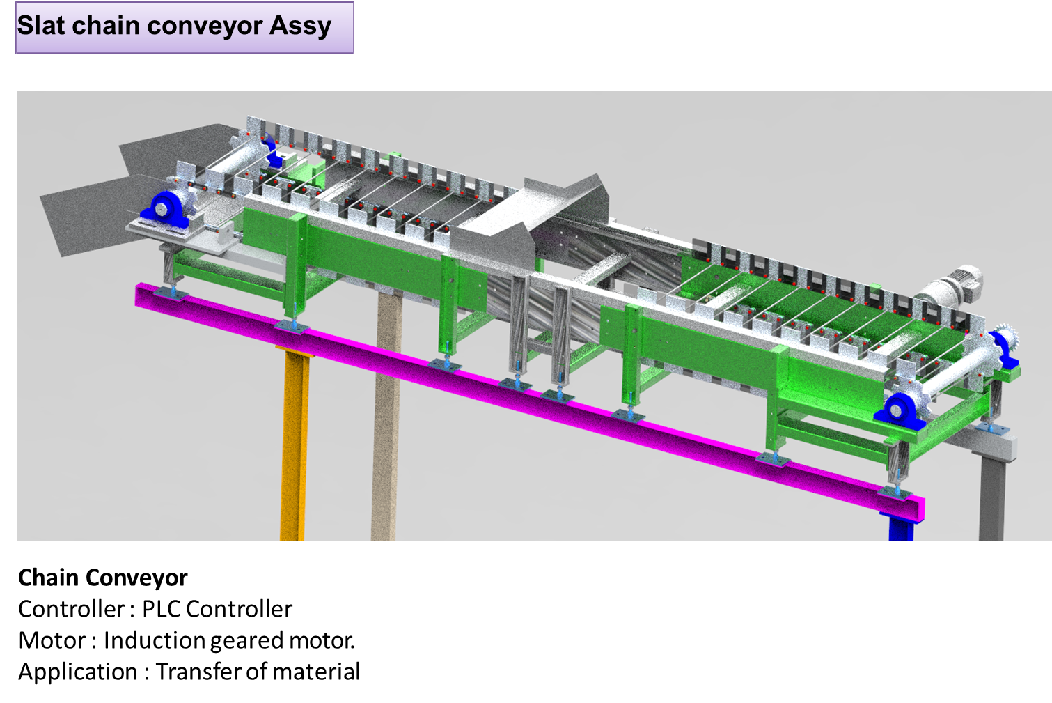 Slat conveyor developed by Nova-Tech Design & Automation in Pune.