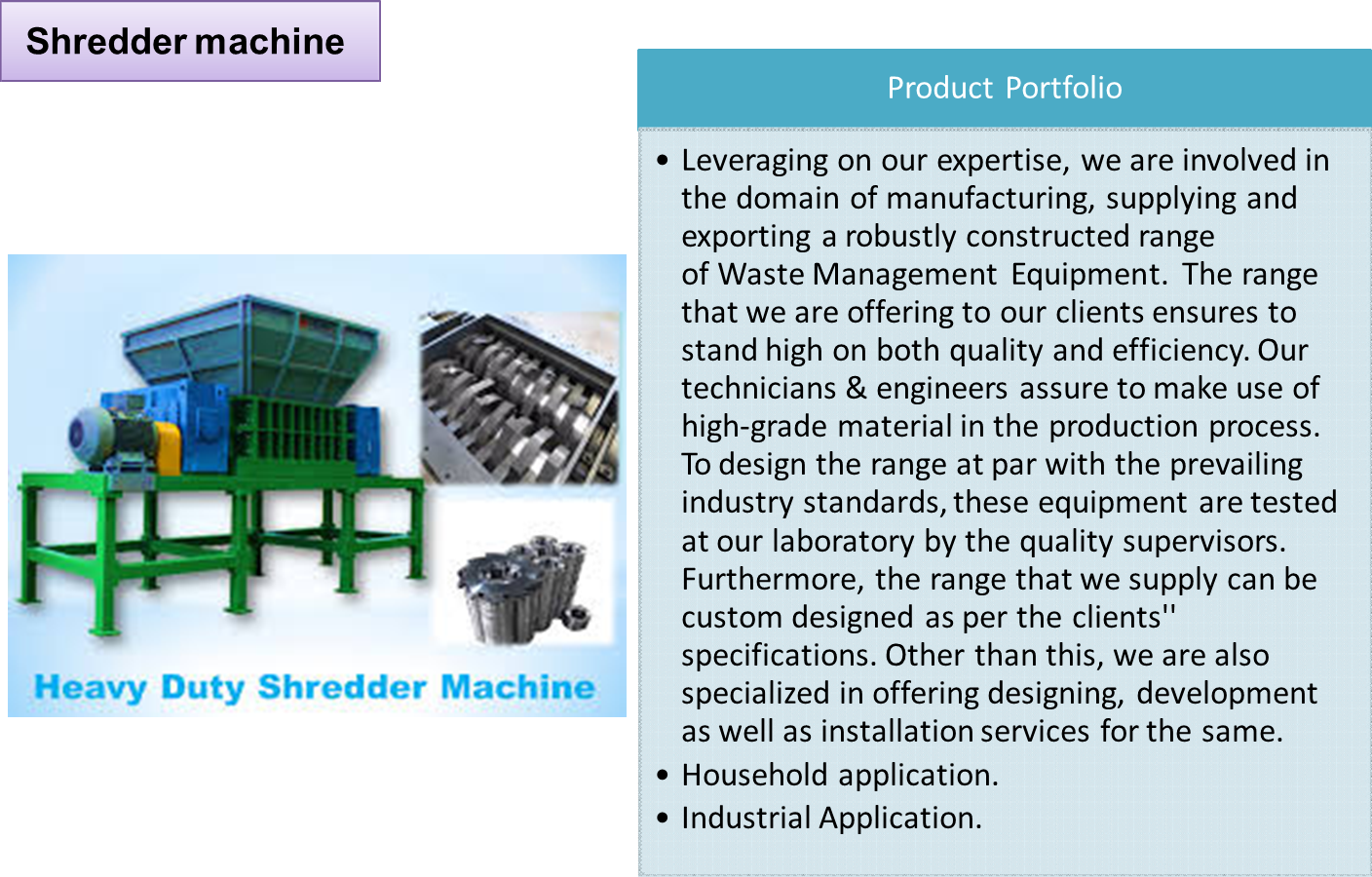 Industrial waste Shredder Machine -Nova Tech