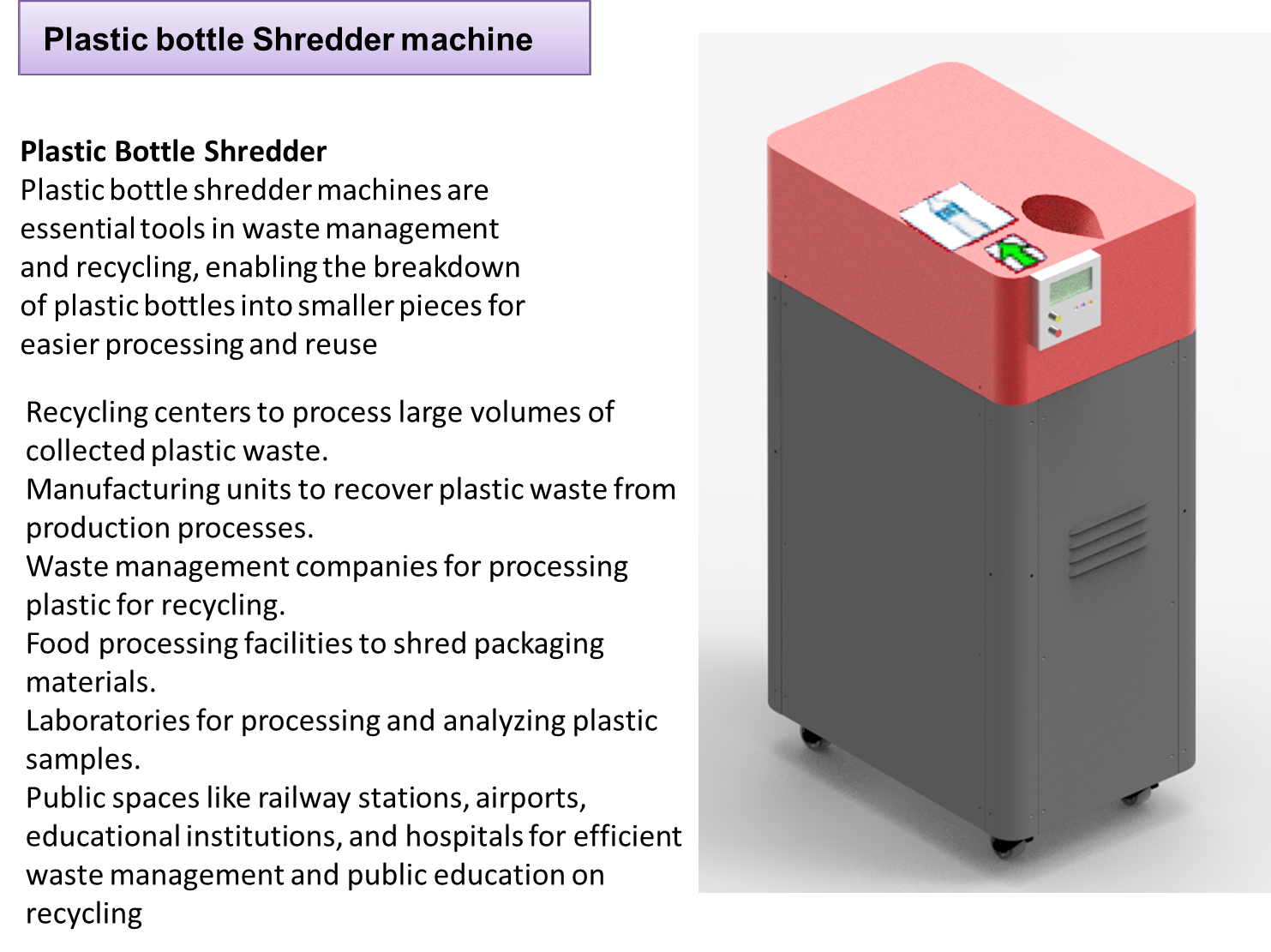 plastic bottle shredder machine -Nova Tech Design & automation