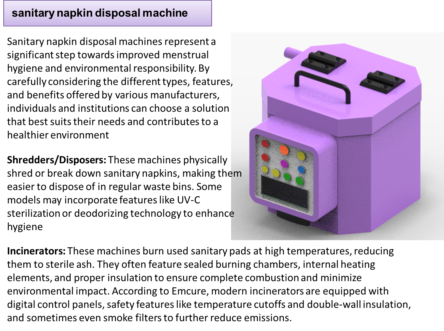 Sanitary napkin disposal