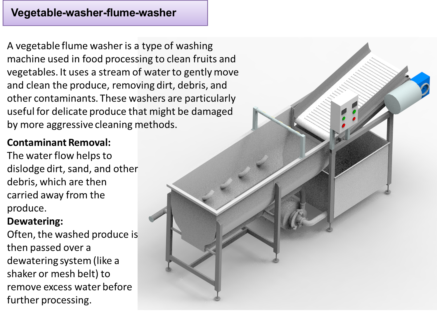 Vegetable washer- Flume — Nova-Tech washer